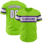 Personalized Neon Green White-Purple Authentic Baseball Jersey