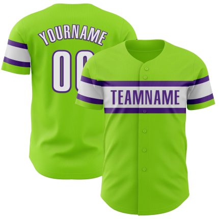 Personalized Neon Green White-Purple Authentic Baseball Jersey