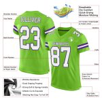 Personalized Custom Football Jersey with Neon Green and White-Purple Mesh, Team Name and Number Personalized Neon Green White-Purple