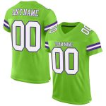 Personalized Custom Football Jersey with Neon Green and White-Purple Mesh, Team Name and Number Personalized Neon Green White-Purple