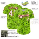 Personalized Halloween Baseball Jersey with Custom Name and Number, 3D Neon Green White-Red Pattern, Authentic Team Apparel