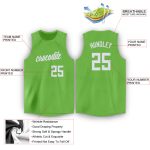Personalized Basketball Jersey in Neon Green and White - Round Neck Design Personalized Neon Green White Round Neck Basketball