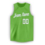 Personalized Basketball Jersey in Neon Green and White - Round Neck Design Personalized Neon Green White Round Neck Basketball