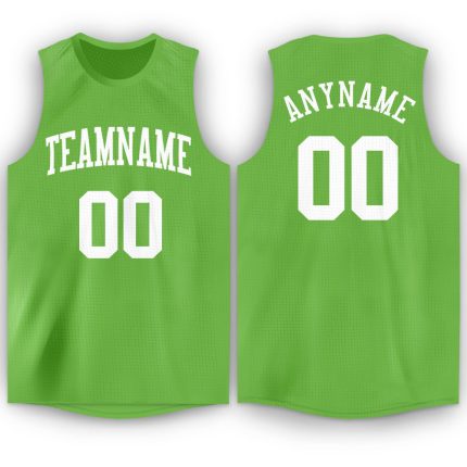 Custom Name Number Basketball Jersey Neon Green White Round Neck Personalized Team Apparel Personalized Neon Green White