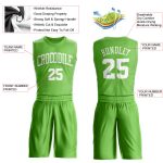 Personalized Basketball Jersey Neon Green White Round Neck Suit Personalized Neon Green White Round Neck Suit Basketball