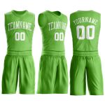 Personalized Basketball Jersey Neon Green White Round Neck Suit Personalized Neon Green White Round Neck Suit Basketball