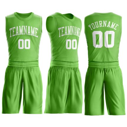 Personalized Basketball Jersey Neon Green White Round Neck Suit Personalized Neon Green White Round Neck Suit Basketball