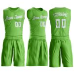Personalized Neon Green White Round Neck Suit Basketball Jersey Team Custom Name and Number