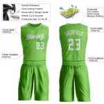Personalized Neon Green White Round Neck Suit Basketball Jersey Team Custom Name and Number