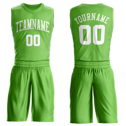Personalized Basketball Jersey Neon Green White Round Neck Suit Personalized Neon Green White Round Neck Suit Basketball
