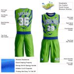 Custom Name Number Basketball Jersey Sublimation Neon Green White-Royal Animals Claws Round Neck Suit Personalized Neon Green