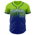 Personalized Neon Green White-Royal Authentic Fade Fashion Baseball Jersey