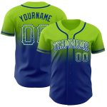 Personalized Neon Green White-Royal Authentic Fade Fashion Baseball Jersey