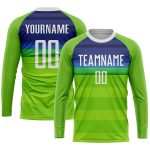 Custom Sublimation Soccer Jersey with Personalized Name & Number - Neon Green White-Royal Team Uniform Personalized Neon