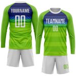 Custom Sublimation Soccer Jersey with Personalized Name & Number - Neon Green White-Royal Team Uniform Personalized Neon