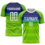 Custom Sublimation Soccer Jersey with Personalized Name & Number - Neon Green White-Royal Team Uniform Personalized Neon