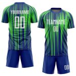 Personalized Neon Green White-Royal Sublimation Soccer Uniform Jersey