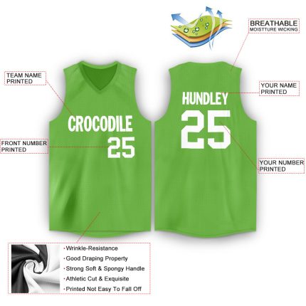 Personalized Neon Green V-Neck Basketball Jersey for Men and Women Personalized Neon Green White V-Neck Basketball Jersey