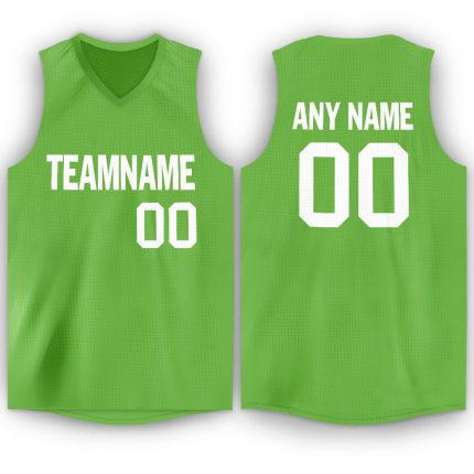 Personalized Neon Green V-Neck Basketball Jersey for Men and Women Personalized Neon Green White V-Neck Basketball Jersey