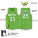 Custom Name and Number Neon Green White V-Neck Basketball Jersey - Personalized Team Apparel Personalized Neon Green White