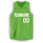 Personalized Neon Green V-Neck Basketball Jersey for Men and Women Personalized Neon Green White V-Neck Basketball Jersey