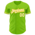 Custom Name Number Authentic Baseball Jersey Neon Green White Yellow Design Personalized Neon Green White-Yellow Authentic