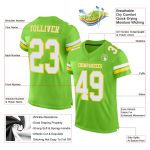 Personalized Neon Green White-Yellow Mesh Authentic Football Jersey Team Custom Name and Number