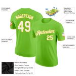 Personalized Neon Green White-Yellow Performance T-Shirt Team Custom Name and Number