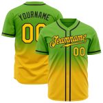 Custom Name Number Baseball Jersey - Personalized Neon Green Yellow Black Authentic Fade Fashion Personalized Neon Green
