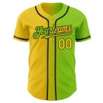 Personalized Neon Green Yellow-Black Authentic Gradient Fashion Baseball Jersey Team Custom Name and Number