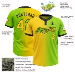 Custom Name Number Unisex Softball Jersey in Neon Green Yellow-Black Gradient, Two-Button Fashion Style Personalized Neon