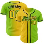 Personalized Neon Green Yellow-Navy Authentic Gradient Fashion Baseball Jersey Team Custom Name and Number