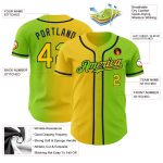 Personalized Neon Green Yellow-Navy Authentic Gradient Fashion Baseball Jersey Team Custom Name and Number