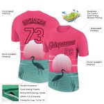 Personalized Neon Pink Black 3D Pattern Design Animal Heron Performance T-Shirt Team Custom Name and Number