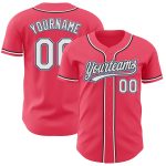 Personalized Neon Pink Black-Light Blue Authentic Baseball Jersey Team Custom Name and Number