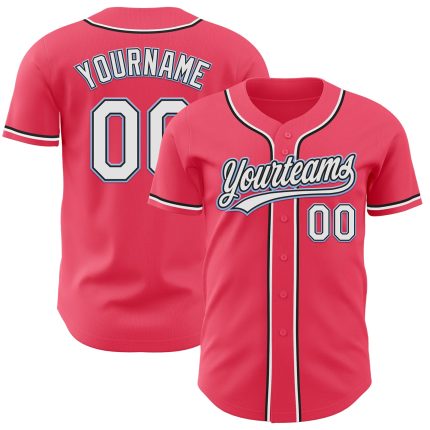 Personalized Neon Pink Black-Light Blue Authentic Baseball Jersey Team Custom Name and Number