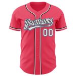 Personalized Neon Pink Black-Light Blue Authentic Baseball Jersey Team Custom Name and Number