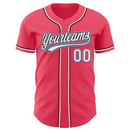 Personalized Neon Pink Black-Light Blue Authentic Baseball Jersey Team Custom Name and Number