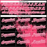 Custom Name and Number Baseball Jersey with Neon Pink 3D Abstract Brush Stroke Design - Personalized Black and White Team Jersey