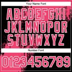 Custom Name and Number Baseball Jersey with Neon Pink 3D Abstract Brush Stroke Design - Personalized Black and White Team Jersey