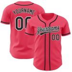 Personalized Neon Pink Black-White Authentic Baseball Jersey Team Custom Name and Number