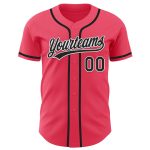Personalized Neon Pink Black-White Authentic Baseball Jersey Team Custom Name and Number
