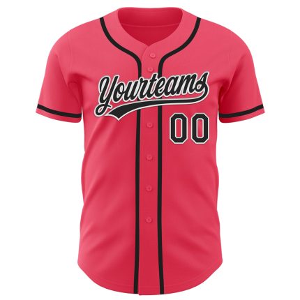 Personalized Neon Pink Black-White Authentic Baseball Jersey Team Custom Name and Number