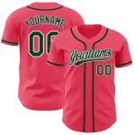 Personalized Neon Pink Green-White Authentic Baseball Jersey Team Custom Name and Number