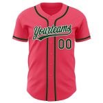 Personalized Neon Pink Green-White Authentic Baseball Jersey Team Custom Name and Number