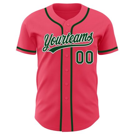 Personalized Neon Pink Green-White Authentic Baseball Jersey Team Custom Name and Number