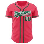 Custom Neon Pink and Kelly Green Authentic Baseball Jersey with Personalized Name and Number Personalized Neon Pink Kelly