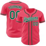 Custom Neon Pink and Kelly Green Authentic Baseball Jersey with Personalized Name and Number Personalized Neon Pink Kelly