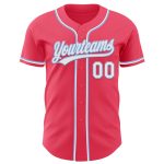 Personalized Neon Pink and Light Blue Baseball Jersey - Authentic Design Personalized Neon Pink Light Blue-White Authentic