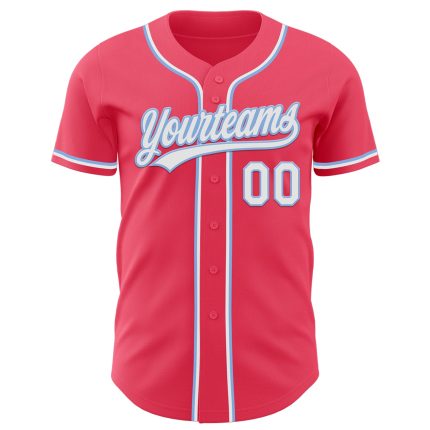 Personalized Neon Pink and Light Blue Baseball Jersey - Authentic Design Personalized Neon Pink Light Blue-White Authentic